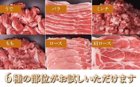 お米育ちの錦雲豚 たっぷり3kg 詰め合わせ6種 すき焼き 小分け ステーキ 焼肉 焼き肉 しゃぶしゃぶ