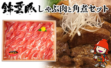 錦雲豚しゃぶ肉と角煮セット バラ・ロース各200g 角煮400g 豚しゃぶ肉 豚の角煮 焼肉 焼き肉 しゃぶしゃぶ 大分県産 中津市　福田農園　くうとん