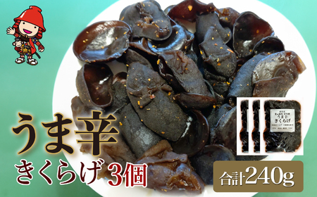うま辛きくらげ 80g×3個 | うま辛 うま辛きくらげ きくらげ キクラゲ 木耳 唐辛子 懐かしい味 ご飯のお供 お茶漬け 佃煮 惣菜 おかず おつまみ 国産 九州産 大分県 中津市 12,000円