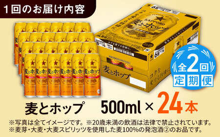 【全2回定期便】サッポロビール 麦とホップ 500ml×24缶 合計48缶  /ビール 発泡酒 お酒 大分 日田 / [ARDC133]