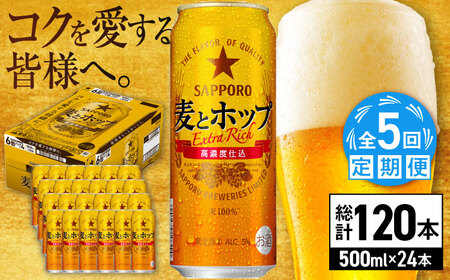 【全5回定期便】サッポロビール 麦とホップ 500ml×24缶 合計120缶  /ビール 発泡酒 お酒 大分 日田/[ARDC136]