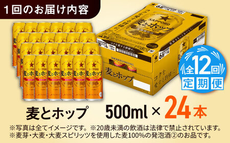 【全12回定期便】サッポロビール 麦とホップ 500ml×24缶 合計288缶  /ビール 発泡酒 お酒 大分 日田 /[ARDC143]