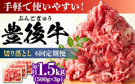 【全6回定期便】【たっぷり大満足！】おおいた豊後牛 牛肉 切り落とし 1.5kg (500g×3) 牛肉切り落とし 豊後牛 [AREI051]