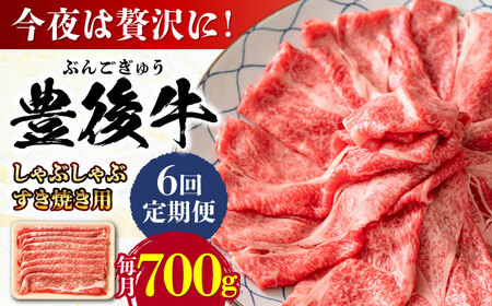【全6回定期便】おおいた豊後牛 しゃぶしゃぶすき焼き用 (肩ロース・肩バラ・モモ)700g 日田市 黒毛和牛 牛肉 豊後牛 しゃぶしゃぶ すき焼き [AREI069]