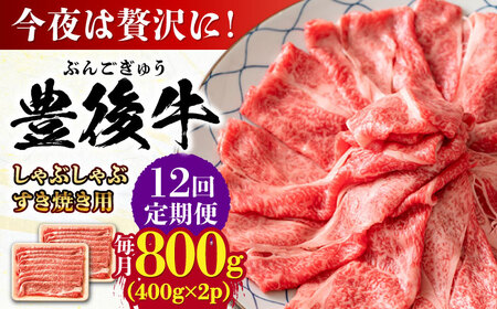 【全12回定期便】おおいた豊後牛 しゃぶしゃぶすき焼き用 (肩ロース・肩バラ・モモ)800g(400g×2) 日田市 黒毛和牛 牛肉 豊後牛 しゃぶしゃぶ すき焼き [AREI073]