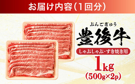 【全6回定期便】おおいた豊後牛 しゃぶしゃぶすき焼き用 (肩ロース・肩バラ・モモ)1kg(500g×2) 日田市 黒毛和牛 牛肉 豊後牛 しゃぶしゃぶ すき焼き [AREI075]