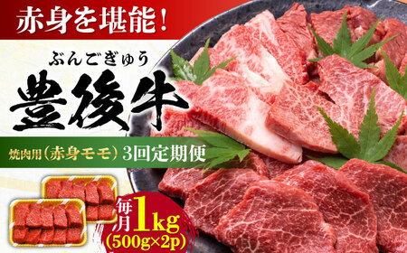 【全3回定期便】おおいた豊後牛 赤身モモ 焼肉用 1kg(500g×2P)  赤身 モモ 焼肉  冷凍 豊後牛 BBQ [AREI095]