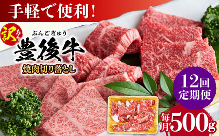 【全12回定期便】【訳あり】おおいた豊後牛 焼肉 切り落とし 500g 豊後牛 牛肉 焼肉 切り落とし 大分 冷凍 訳あり [AREI133]