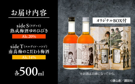 描き下ろし原画ラベル「進撃の巨人」梅酒-Bande- 500ml×2(化粧箱入) 梅酒 本格梅酒 梅 日田市 / 株式会社おおやま夢工房 [ARCW014]