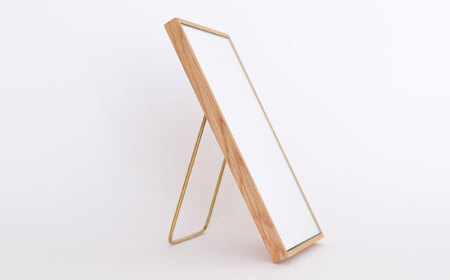 黄金比の卓上鏡(オーク)　日田市 / Hatuka　ミラー 卓上 壁掛け[AREZ006]