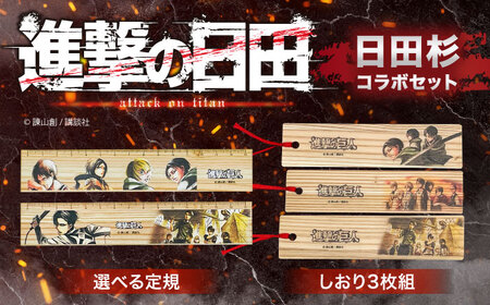 「進撃の巨人」選べる日田杉定規(1点)＆しおり(3枚組)セット　日田市 / 株式会社トライ・ウッド 文房具 アニメ キャラクターグッズ[ARCN009]