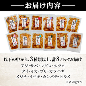 ＜訳あり＞地魚海鮮漬け丼の素 (計8食) アジ サバ マグロ カツオ タイ イカ ブリ カワハギ メジナ イサキ カンパチ ヒラメ 鮮魚 漬け丼 詰め合わせ 食べ比べ 冷凍 国産 大分県 佐伯市【GO013】【(株)水元】