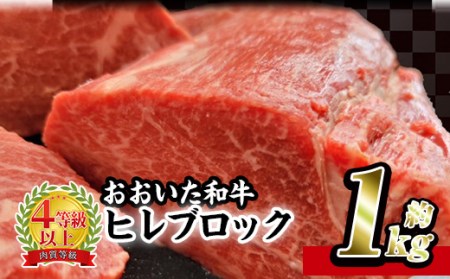 おおいた 和牛 ヒレブロック (約1kg) 国産 ステーキ 牛肉 豊後牛 BBQ バーベキュー 焼肉 ヒレ ヒレ肉 塊肉 惣菜 大分県 佐伯市【BD206】【西日本畜産 (株)】