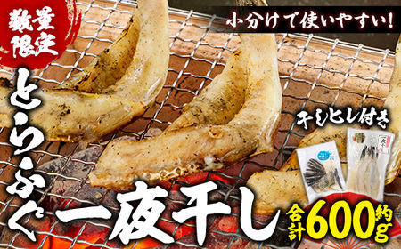 とらふぐ 一夜干し セット(合計約600g・一夜干し200g×3P 干しヒレ10g×1P) 干物 ふぐ 河豚 一夜干し おつまみ 小分け ヒレ ヒレ酒 佐伯 国産【EA25】【(株)トーワ】