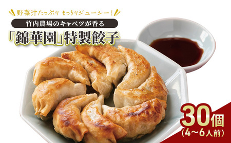 ボリューム満点 手作り冷凍餃子 30個（4～6人前）(15個×2袋)［錦華園］【 野菜 キャベツ たっぷり 厚い 手包み 手作り もちもち モチモチ 汁 町中華 中華 北海道 十勝 幕別 】