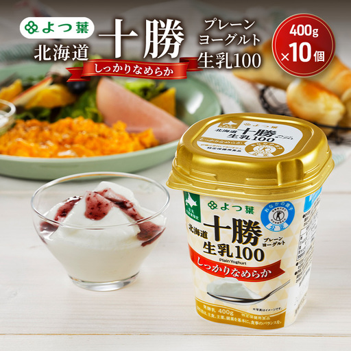 よつ葉 「北海道十勝プレーンヨーグルト 生乳100 しっかりなめらか」400g×10【 よつ葉 北海道十勝プレーンヨーグルト 生乳100％ タンパク質 菌 効果 腸活 レシピ 食べ方 アレンジ 水切り はちみつ 違い やわらか 北海道 十勝 幕別 】