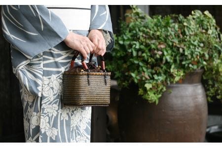 【１点限定】竹職人毛利健一が作る片締め編み竹のカゴバッグ（ミニ）