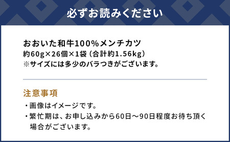 おおいた和牛100% メンチカツ 26個 合計約1.56kg | 津久見市
