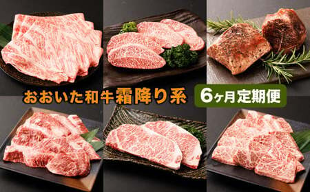 【6カ月定期便】毎月お届け！ おおいた和牛を贅沢に味わい尽くす半年間定期便／霜降り系 計約2.14kg
