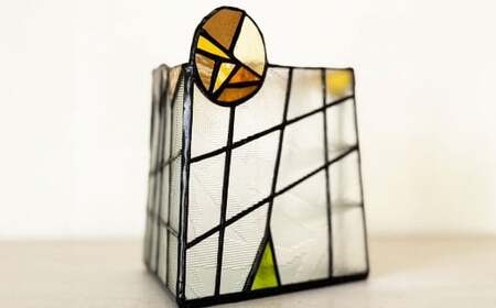 ステンドグラスベース 『荒城の月』 高さ18cm×奥行11cm