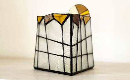 ステンドグラスベース 『荒城の月』 高さ18cm×奥行11cm