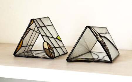 ステンドグラスベース 『荒城の月』 高さ18cm×奥行11cm