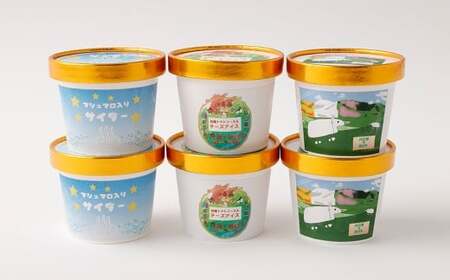 九州アルプス商工会女性部アイスクリーム 計6個入(各種2個入) 久住ミントバニラ 直入マシュマロ入りサイダー 荻トマトチーズ