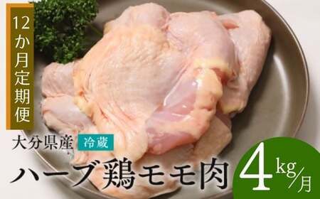 【もも肉4kg/12ヶ月定期便】大分県産ハーブ鶏 計48kg |ハーブ鶏