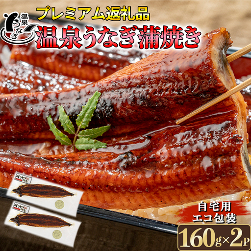温泉うなぎ蒲焼 2尾(160gサイズ) 自宅用 エコ包装 <104-066>