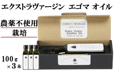 エゴマオイル(EGOMA OIL) 100g×3本セット 無農薬栽培 低温直圧搾油法