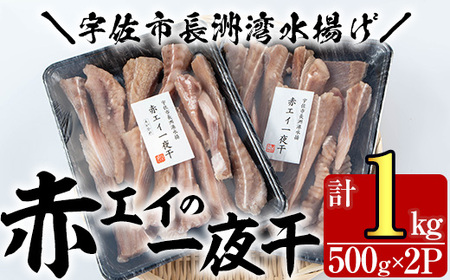 長洲赤エイの一夜干(計1kg・500g×2)おつまみ 干物 乾物【114300100】【豊永長六商店】
