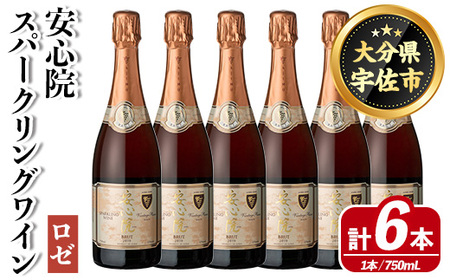 安心院スパークリングワイン ロゼ(750ml×6本)酒 お酒 アルコール 三和酒類【114002900】【一般社団法人　地域商社USA】