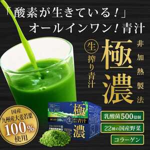 極濃青汁(計90g・3g×30包) 青汁 大麦若葉 乳酸菌 酵素 国産野菜 コラーゲン 腸内環境 腸活 常温【115400101】【無塩ドットコム】