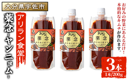 薬念 (計600g・200g×3本) 調味料 たれ タレ 万能調味料 ヤンニョム キムチ 韓国料理 鍋 麺 【107900400】【アリラン食堂】