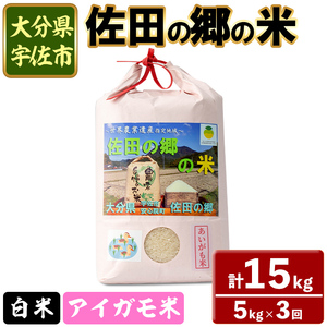 ＜定期便・総３回＞＜令和7年産＞佐田の郷の米 アイガモ米(計15kg)お米 白米 ごはん ヒノヒカリ ひのひかり ブランド米 常温 常温保存 定期便【211701000】【雅設置プロジェクト　佐田の郷の会】