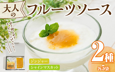 フルーツソース2種(合計400g・40g×各5個)  ジンジャー シャインマスカット フルーツ ヨーグルトソース 低糖度 ソース ヨーグルト 食べくらべ セット【118400300】【乙女キッチン】
