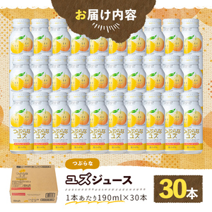 つぶらなユズジュース(計5.7L・190ml×30本)ゆず ドリンク ジュース 果汁飲料 柚子 夏みかん つぶ入り 缶ジュース 大分県産【100500200】【大分県農業協同組合北部営農経済センター】