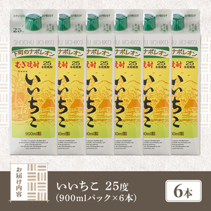 いいちこ 25度 パック(計5.4L・900ml×6本)酒 お酒 むぎ焼酎 900ml 麦焼酎 常温 いいちこ 三和酒類 紙パック【106104200】【酒のひろた】