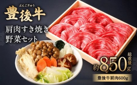 082-444 豊後牛 肩肉 すき焼き用 野菜 セット 計850g 和牛 牛肉