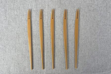＜湯布院・カトラリー専門　甲斐のぶお工房＞竹製 さかなフォーク（19cm）5本