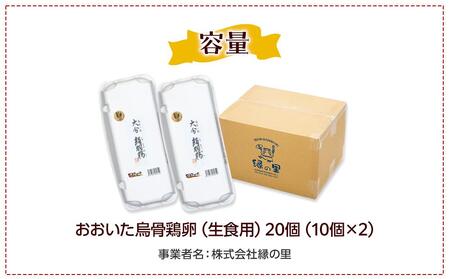 大分うこっけい卵　生食用20個（10個×2）【卵 たまご 玉子 生卵 烏骨鶏 烏骨鶏卵 うこっけい卵 お取り寄せ 人気 ギフト おすすめ 湯布院 由布院 ゆふいん】