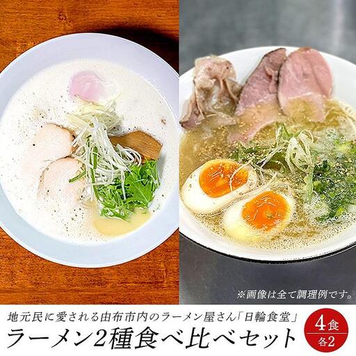 日輪食堂のラーメン2種×2食 食べ比べ4食セット（鶏白湯・醤油豚骨）
