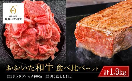 おおいた和牛 食べ比べ セット 計1.9kg（1ポンドブロック約900g・切り落とし1kg）