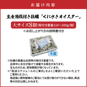 牡蠣 生食用 殻付き くにさきオイスター 大きいサイズ8個（殻付き重量110～200g/個） カキ oyster 生牡蠣_2360R