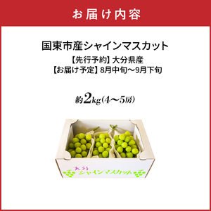 テレビで紹介されました！【先行予約】【令和8年発送】農家直送！ 新鮮！ 朝づみ シャインマスカット 2kg (4～5房) フルーツ 果物 贈答 大分県産 採れたて_2537R-3