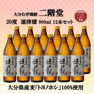 大分むぎ焼酎　二階堂速津媛20度(900ml)12本セット_大分むぎ焼酎 二階堂 麦焼酎 焼酎 酒 酒セット 焼酎セット  まとめ買い_【1494429】