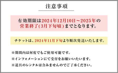 【2024年11月下旬～2025年2月下旬発送予定】くじゅう森林公園スキー場 シーズン券〈2024-2025season〉1名様分 スキー チケット