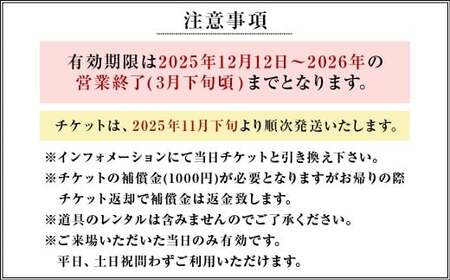 くじゅう森林公園スキー場 1日分リフトフリーパス券〈2025-2026season〉1名様分 スキー チケット 【2025年11月下旬～2026年2月下旬発送予定】