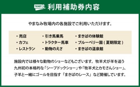 やまなみ牧場 で使える 利用 補助券 ( 6000円分 ) 九重 牧場 ギフト券 利用券 動物 チケット