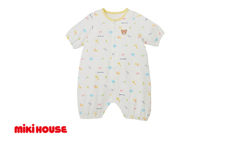 ミキハウス ベビー プレオール ( 黄 ) ベビー服 赤ちゃん 新生児 ベビーウェア 綿 プレオール ミキハウス 黄 ワンポイント 刺繍 総柄 ツーウェイオール カバーオール フィット感 短め袖 足分かれ 袖丈 ７分丈 天竺素材 通気性 春 夏 10,780円